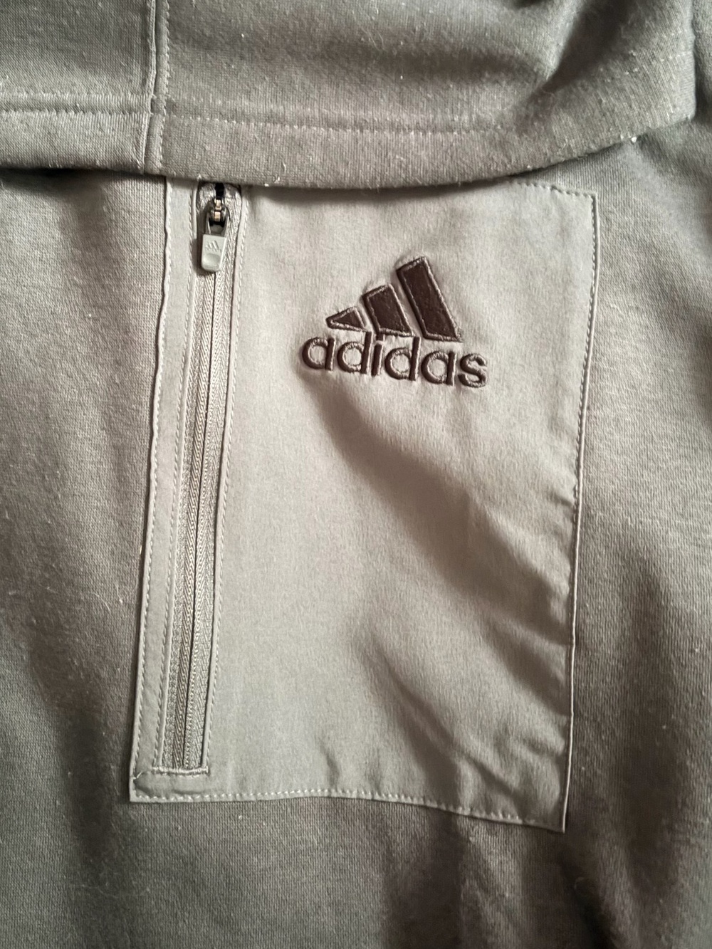 adidas Grey Zip-Pocket Pullover Hoodie - Picture 4 of 5